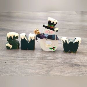 SNOW Wooden Letters Christmas Holiday Country Cabin Cottage Farmhouse Artsy